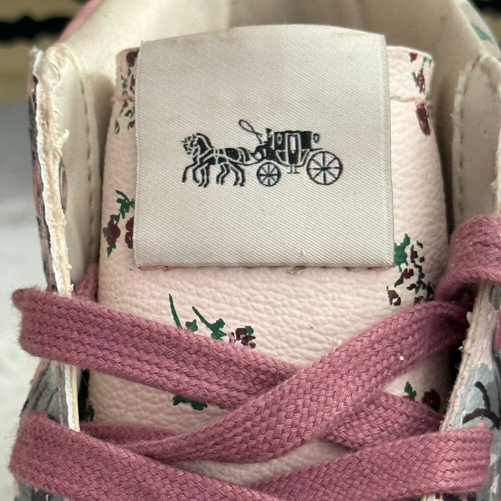 Coach Women's  High Top sneakers shoes pink floral size 6b - Picture 4 of 11